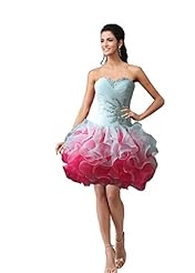 Organza/Polyester/Satin Short Crystals  Crystal Sequined Beaded Prom Dress  With Ruffles