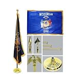 Wisconsin 4ft x 6ft Flag telescoping Flagpole Base and Tassel