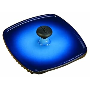 Lodge Color Enamel Cast Iron 8 inch Square Panini Press, Caribbean Blue Lodge Color Enamel Cast Iron 8 inch Square Panini Press, Caribbean Blue