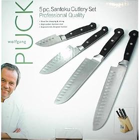 5 Pc Wolfgang Puck Santoku Cutlery Knife Set with Block by Wolfgang Puck