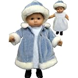 Pale Blue Velvet Dress, Slate Blue Velvet Coat and Hat. Fits 15" Dolls like Bitty Baby®and Bitty Twin®