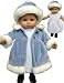 Pale Blue Velvet Dress, Slate Blue Velvet Coat and Hat. Fits 15
