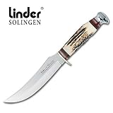 Linder Curved Carbon Skinner Stag Handle Knife
