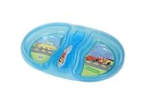 The First Years 2 Cars Sava Semi Disposable Double Duty Plates & Fork