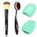 Cityvivo 3 Pieces Makeup Brush Set, Pro Cosmetic Makeup Face Cream Powder Blush Toothbrush Curve Foundation Brush & Cleaning Glove MakeUp Washing Brush