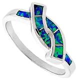 14K White Gold Rhodium Plated Sterling Silver Wedding & Engagement Ring Sterling Silver - Synthetic Opal Inlay Friendship Knot Ring For Women 5.5MM ( Size 6 to 9)
