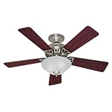 Hunter Fans 28035 44' Auberville Fan Brushed Nickel Small Ceiling Fan w/ Light