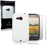 HTC Desire C Solid White TPU Gel Skin Case / Cover + 2-in-1 Screen Protectorby Terrapin