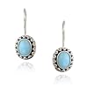 Sterling Silver Reconstituted Blue Turquoise Bali Bead Oval Leverback Earrings