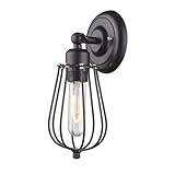 Ecopower Vintage Style Industrial Black Mini Wire Cage Wall Sconce