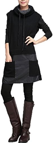OriginC Women's knitted hooded vest(one size, black)