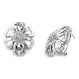 0.25ctw. Sterling Silver Flower Diamond Earrings