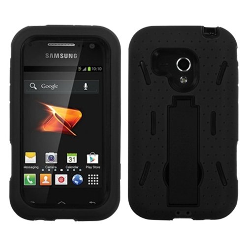 MYBAT ASAMM830HPCSYMS001NP Symbiosis Dual Layer Protective Hybrid Case with Kickstand for Samsung Galaxy Rush M830 - 1 Pack - Retail Packaging - Black