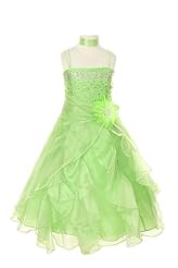 Girls Infant  Crystal  Spaghetti Strap Tank Organza Pageant Dress/Party Dress  With a Bow(s) and Rhinestones and a Sash 