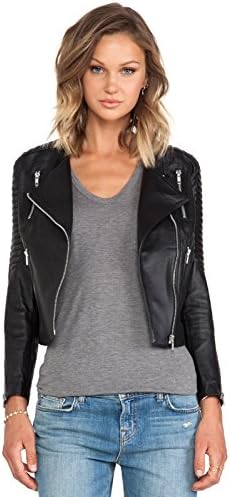 WNS Leather Women's Lambskin Leather Motorcycle Biker jacket - Small