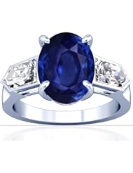Platinum Oval Cut Blue Sapphire Three Stone Ring (GIA Certificate)