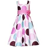 Rare Editions Girls 7-16 IVORY LIGHT-PINK BROWN MULTI BIG DOT SHANTUNG Special Occasion Wedding Flower Girl Party Dress-7 RRE-41991E-E441991