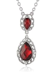 1928 Jewelry "1928 Blue Jeweltones" Silver-Tone Pear Shape Pendant Necklace, 16"