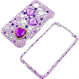 Rhinestones Protector Case for HTC DROID Incredible 2 ADR6350, 3 Purple Hea ....