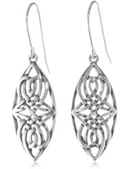 Sterling Silver Oxidized Celtic Knot Oval Dangle Wire Earrings
