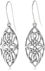 Sterling Silver Oxidized Celtic Knot Oval Dangle Wire Earrings