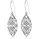 Sterling Silver Oxidized Celtic Knot Oval Dangle Wire Earrings