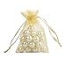 Ling's moment 3 x 4 Inch Sheer Organza Gift Candy Bags (100, Gold)