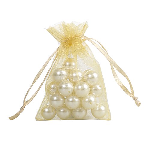Ling's moment 5x7 Inch Organza Gift Bags Pack of 100 (Gold)