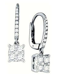 0.83 cttw 18k White Gold Diamond Hoop Drop Earrings (Real Diamonds: 0.83 cttw)