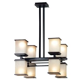 Plateau Eight light Chandelier, AMBER MARBLEIZD, OILRUBBEDBRONZE by Home Decorators Collection