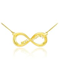 14k Yellow Gold BFF Best Friends Forever Infinity Necklace with Chain