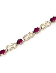14kt Yellow Gold Oval Ruby and Diamond Bracelet
