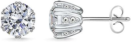FAVAVA Rhodium Plated Diamod Color Stud Earrings Made With Genuine Swarovski Elements Crystals