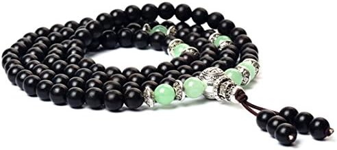 108 Black Wood Beads Buddhist Prayer Meditation Wrist Mala Bracelets-6mm