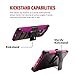 Galaxy On5 Case With Tempered Glass Screen Protector,IDEA LINE(TM) Heavy Duty Armor Shock Proof Dual Layer Holster Locking Belt Swivel Clip with Kick Stand + Stylus Pen(Hotpink/Black)