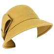100% Wool Winter Structured Cloche Bucket Bell Church Stitch Ribbon Hat Camel