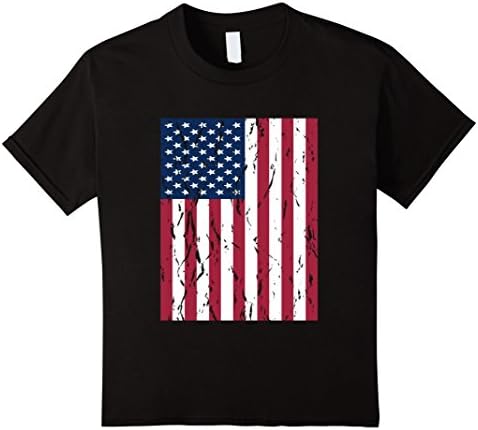 Kids Vintage American Flag T-Shirt  10 Black