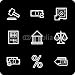Wallmonkeys Peel and Stick Wall Decals - White on Black Finance Icons Set - Removable Graphic