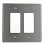 Leviton SO262 2-Gang Decora/GFCI Device Decora Wallplate, Oversized, 302 Stainless Steel, Device Mount (Stainless Steel)