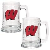 Wisconsin Badgers NCAA 2pc 15oz Glass Tankard Set