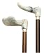 Walking Cane-White marbleized right hand. This wooden cane has a palm grip molded handle good for those with arthritis problems. This walking stick cane has a 36 inch long hardwood shaft. This walking aid hast a weight capacity of 250 pounds.