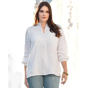Lauren by Ralph Lauren Plus Size Shirt, Charym Embroidered Linen Tunic