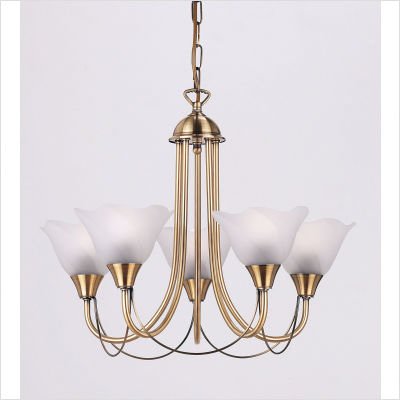 Endon 5 Arm Ceiling Light/Antique Brass Finish With Acid Swirl Glass Shade/Max 3X60W SES