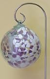 Lavender and White Hand-blown Glass Suncatcher Gazing Globe with Shepherds Hook (6 inch