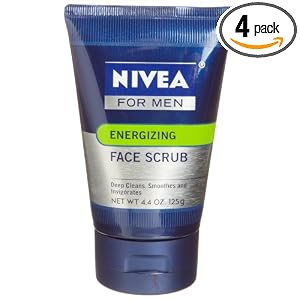 Nivea for Men Energizing Face Scrub, Normal Skin, 4.4-Ounce Tubes (Pack of 4)