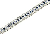 3 Row Channel Set Princess Cut Diamond and Blue Sapphire Bracelet Gem 3.39cttw Diamond 5.63cttw