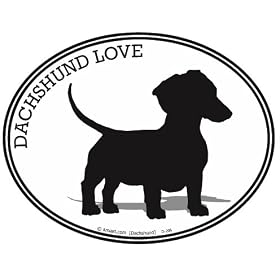 DACHSHUND LOVE - Weiner Dog - Oval-Pet Decal-Wiener Dog Bumper Sticker - Can be used for Cars, Trucks, Notebooks etc.