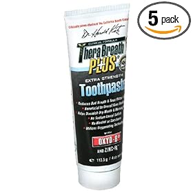 Dr. Katz TheraBreath Plus Toothpaste, Extra Strength, with Oxyd-8 and Zinc - RX, 4-Ounce Tubes (Pack of 5)