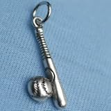 SOFTBALL BAT & BALL CHARM - PEWTER