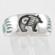 Southwestern Style Bear and Bear Paw Design Ring in Sterling Silver with Turquoise Inlay for Men or Women, Sizes 5, 6, 7, 8, 9, 10, 11, 12, 13, 14, and 15, #11115